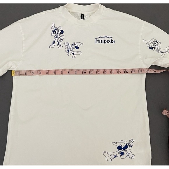 Disney Fantasia Mickey Mouse Graphic Womens XS White T-Shirt H&M Divided - Picture 11 of 12